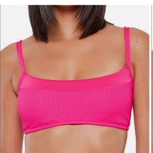 Hibiscus pink seamed bandeau Style bikini top Small